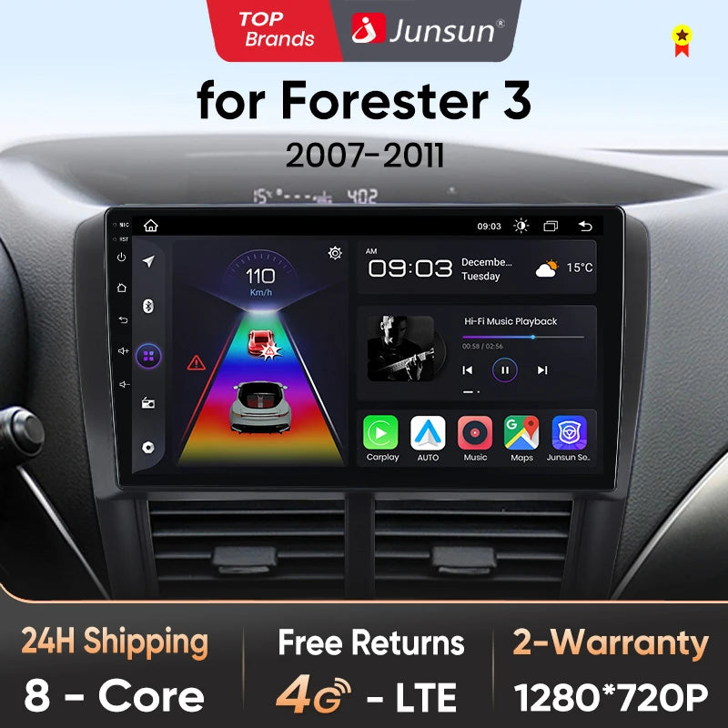 Junsun V1pro AI Voice 2din Android Auto Radio for Subaru Forester 3 SH Impreza 2007-2013 Carplay 4G Car Multimedia GPS autoradio