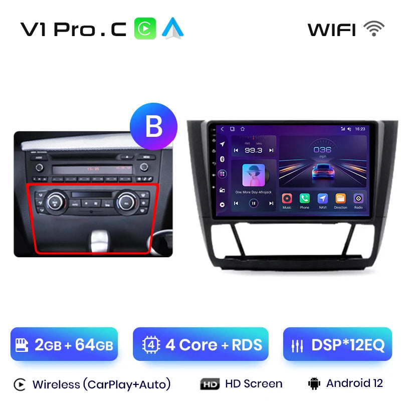 Junsun V1 AI Voice Wireless CarPlay Android Auto Radio For BMW 1-Series 1 Series E87 E81 E82 E88 2004-2011 4G Car Multimedia GPS