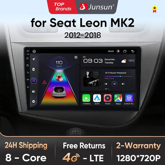 Junsun V1 Wireless CarPlay Android Auto Car Radio for  Seat Leon MK2 2005-2012 GPS Car Intelligent Systems Smart Autoradio