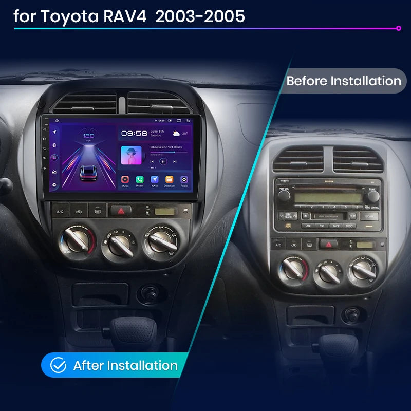 Junsun V1pro AI Voice 2 din Android Auto Radio For Toyota RAV4 2003 2004 2005 Carplay 4G Car Multimedia GPS 2din autoradio