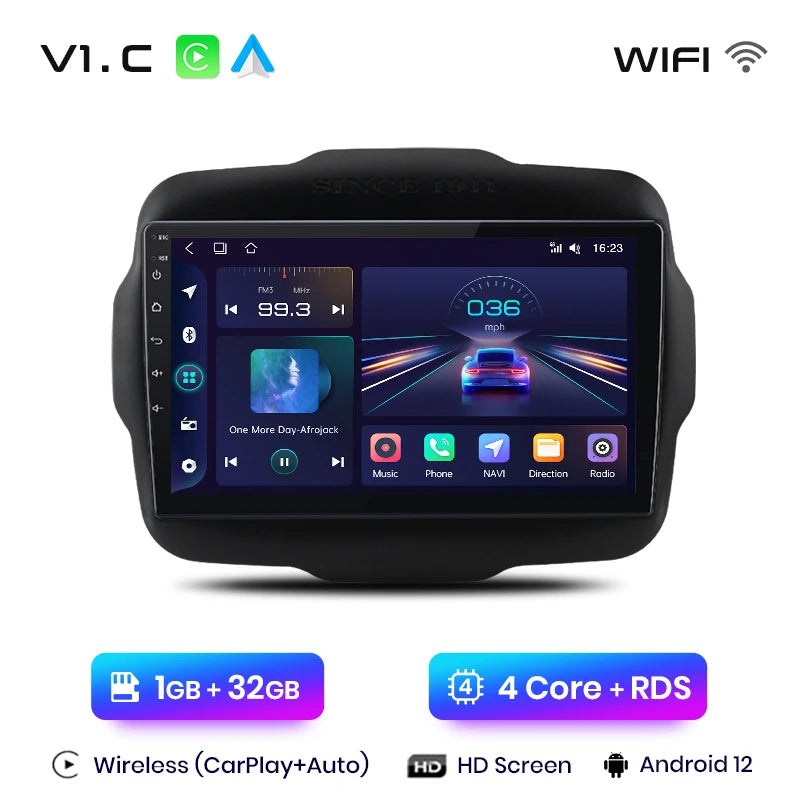 Junsun V1 AI Voice Wireless CarPlay Android Auto Radio For Jeep Renegade 2016-2020 4G Car Multimedia GPS 2din autoradio