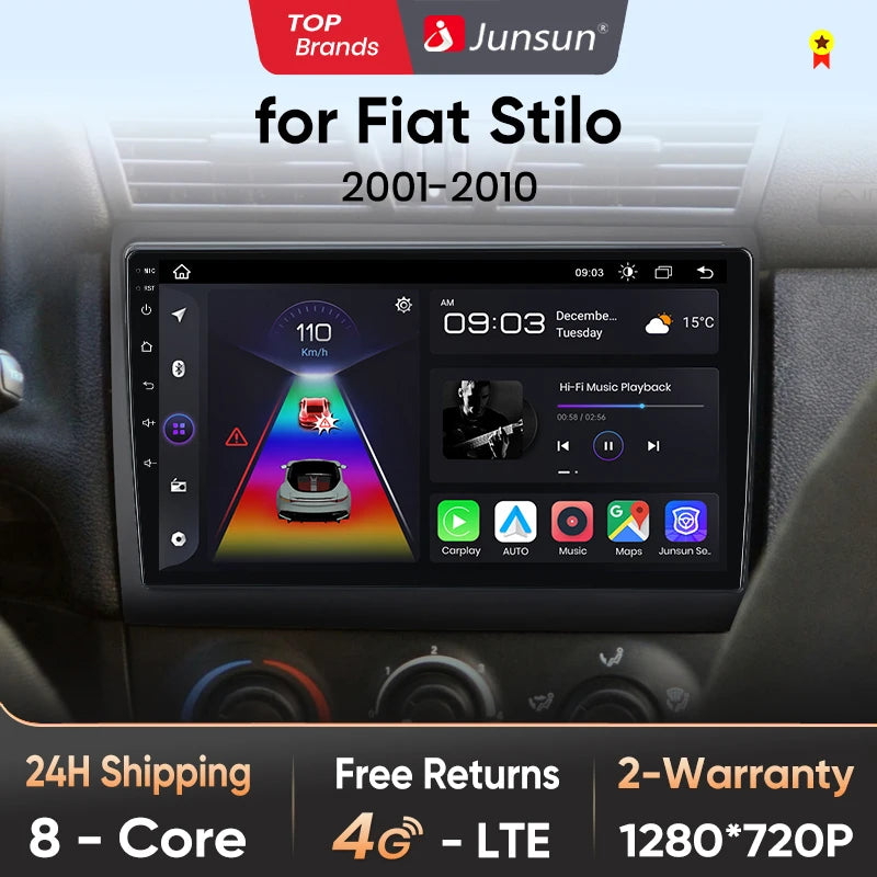Junsun V1 Plus Car Radio For Fiat Stilo 2001 - 2010 wireless CarPlay Android Auto car intelligent systems No 2 din 2din DVD