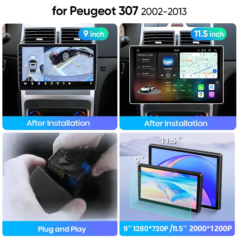 Junsun Wireless CarPlay Car Radio For Peugeot 307 307CC 307SW 2002 2003-2013 Android Multimedia