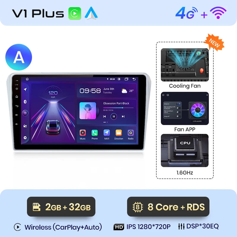 Junsun V1pro AI Voice 2 din Android Auto Radio For Toyota Avensis T25 2002 - 2008  Carplay Car Multimedia GPS 2din autoradio