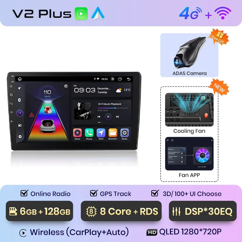 Junsun Wireless CarPlay Android Auto Radio For VOLKSWAGEN CARAVELLE 2015+ Car Intelligent Systems RDS BT WiFi 2 din
