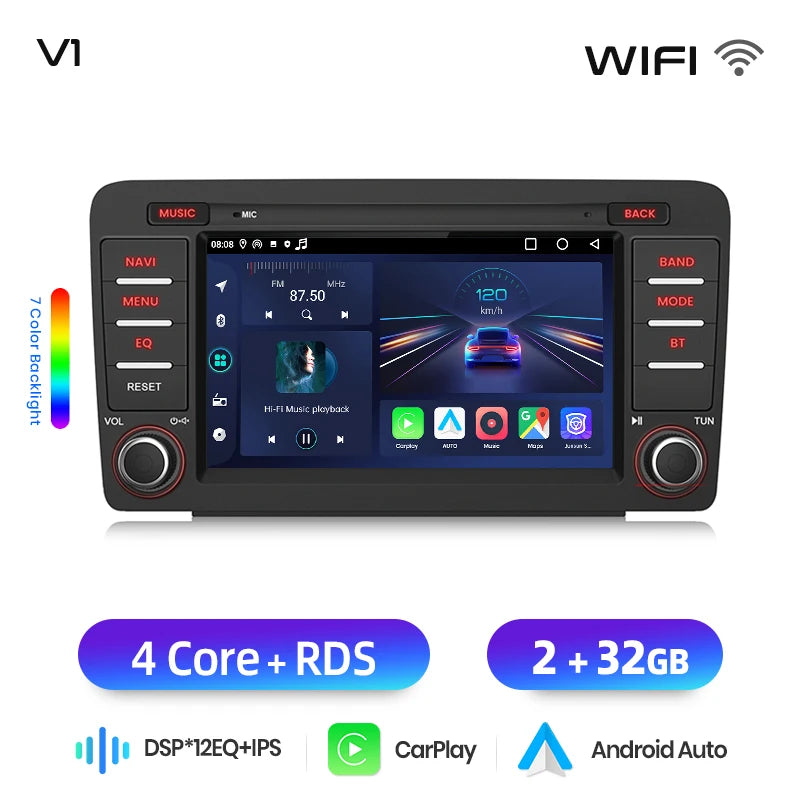 Junsun Wireless CarPlay Car Radio For Skoda Octavia 2 A5 2004 2005 2006 2007 2008-2013 Android Multimedia