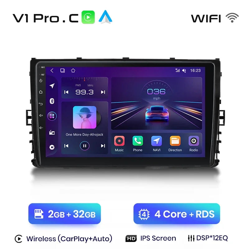 Junsun Wireless CarPlay Android Auto Radio For Volkswagen VW MQB POLO VI Jetta MK7 T6 Bora 2018 2019 2020 2021 4G 2 din RDS BT