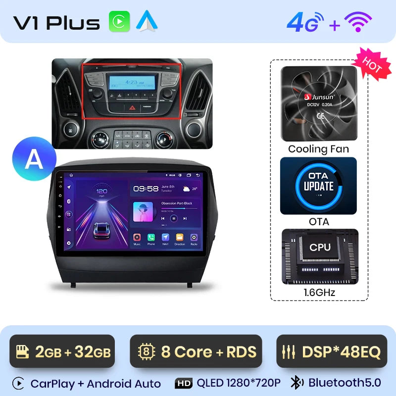 Junsun Car Radio For Hyundai Tucson 2 ix35 2009 - 2015 wireless CarPlay Android Auto car intelligent systems No 2 din 2din DVD