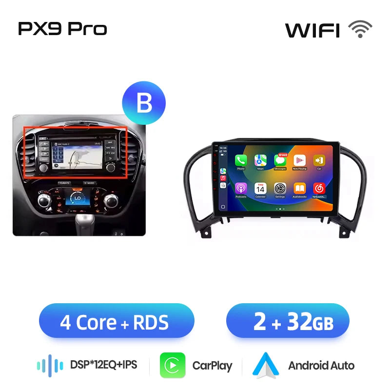 AWESAFE PX9 Car Radio Autoradio for Nissan Juke YF15 2010-2014  Wireless Carplay Screen Android Auto Stereo GPS Navi FM RDS BT