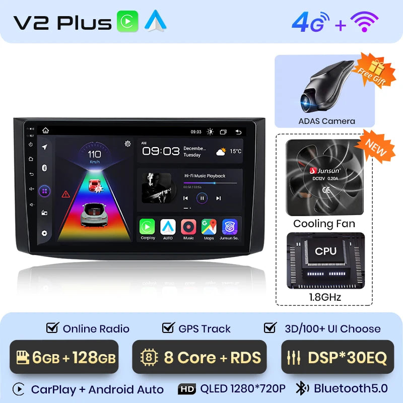 Junsun V1 Plus Car Radio For Chevrolet Aveo 2006 - 2012 wireless CarPlay Android Auto car intelligent systems No 2 din 2din DVD
