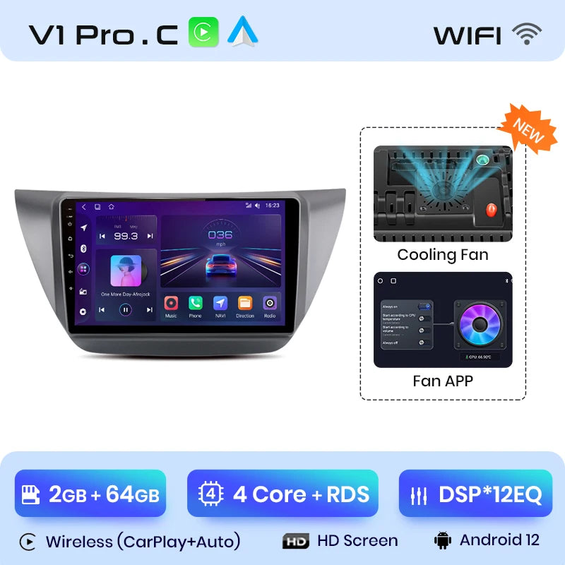 Junsun V1pro AI Voice 2 din Android Auto Radio For Mitsubishi Lancer 9 CS 2000-2010 Carplay 4G Car Multimedia GPS 2din autoradio