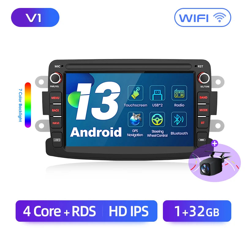 Junsun 7" Android 13 Car Radio For Renault dacia duster Sandero Captur Xray Logan 2 CarPlay Android Auto car intelligent systems