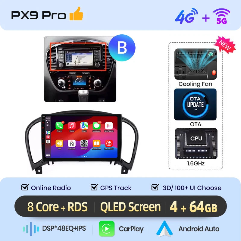 AWESAFE PX9 Car Radio Autoradio for Nissan Juke YF15 2010-2014  Wireless Carplay Screen Android Auto Stereo GPS Navi FM RDS BT