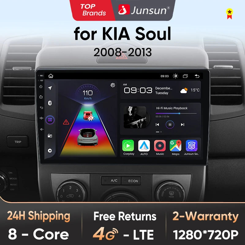 Junsun V1 AI Voice Wireless CarPlay Android Auto Radio For Kia Soul AM 2008-2011 4G Car Multimedia GPS 2din autoradio