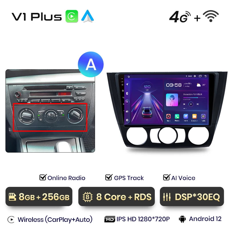 Junsun V1 AI Voice Wireless CarPlay Android Auto Radio For BMW 1-Series 1 Series E87 E81 E82 E88 2004-2011 4G Car Multimedia GPS