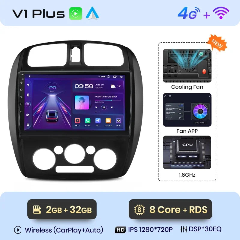 Junsun Wireless CarPlay Android Auto Radio For MAZDA 323 HAIMA FREEMA FORD LASER 2002-2008 Car Intelligent Systems RDS BT WiFi
