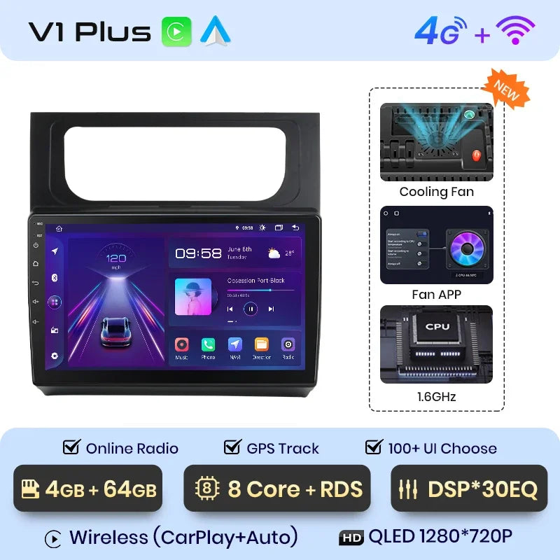 Junsun Wireless CarPlay Android Auto Radio For VOLKSWAGEN TOURAN 2011 2012 2013 -2015 Car Intelligent Systems RDS BT WiFi 2 din