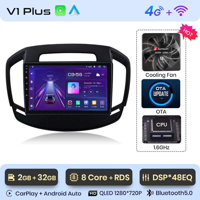 Junsun V1 Plus Car Radio For Opel Insignia 2013 - 2017 wireless CarPlay Android Auto car intelligent systems No 2 din 2din DVD
