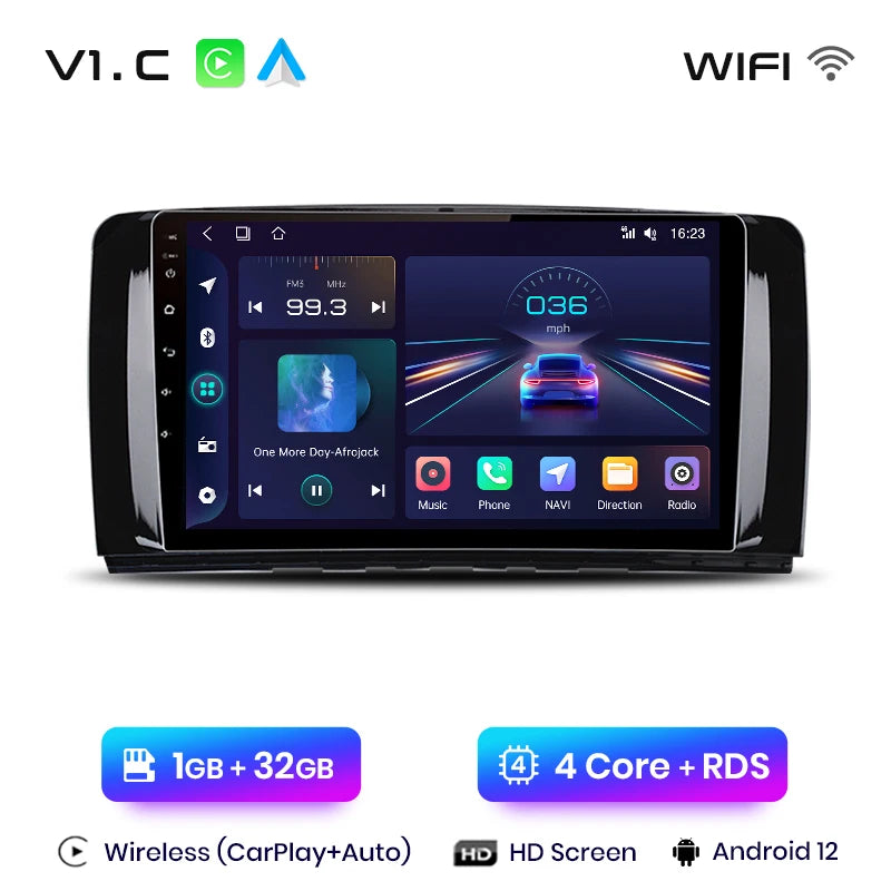 Junsun V1 Wireless CarPlay Android Auto Radio For Mercedes Benz R-Class W251 R300 R280 R320 2005-2017 Car Multimedia autoradio