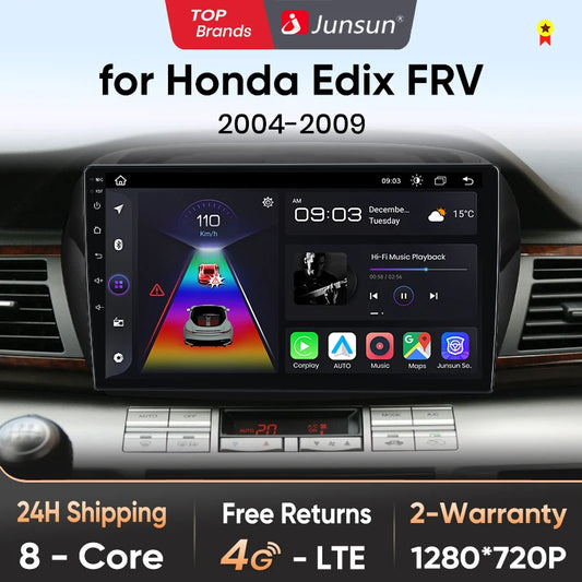 Junsun Wireless CarPlay Android Auto Radio For Honda Edix FRV 2004 2005 2006 2007-2009 Car Intelligent Systems RDS BT WiFi 2 din
