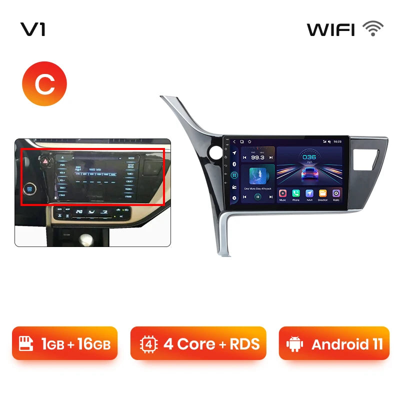 Junsun V1pro AI Voice Car Radio Android Auto Multimedia For Toyota Corolla 11 Auris E180 2017 - 2019 CarPlay GPS 2din autoradio