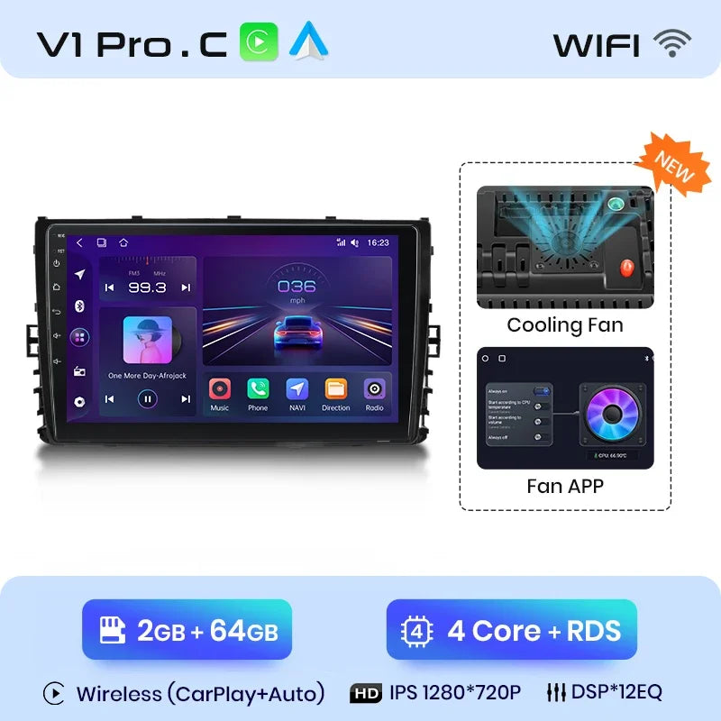 Junsun Wireless CarPlay Android Auto Radio For Volkswagen VW MQB POLO VI Jetta MK7 T6 Bora 2018 2019 2020 2021 4G 2 din RDS BT
