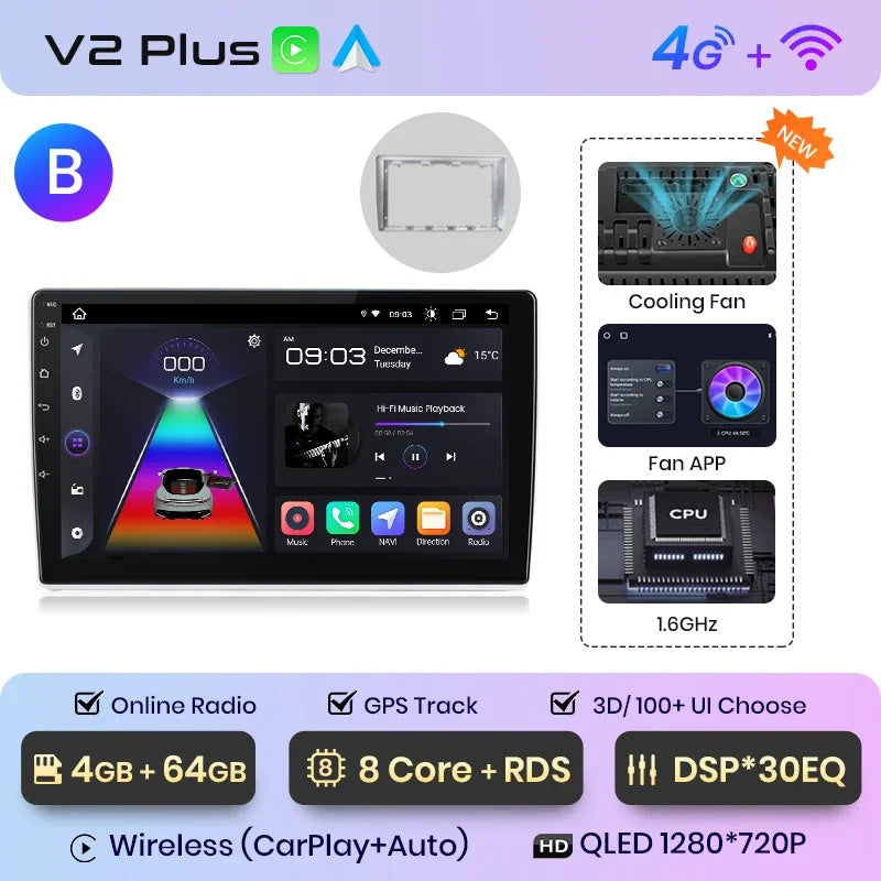 Junsun Wireless CarPlay Android Auto Car Radio Multimedia For VW Passat B5 B6 2004-2010  GPS Intelligent Systems Smart Autoradio