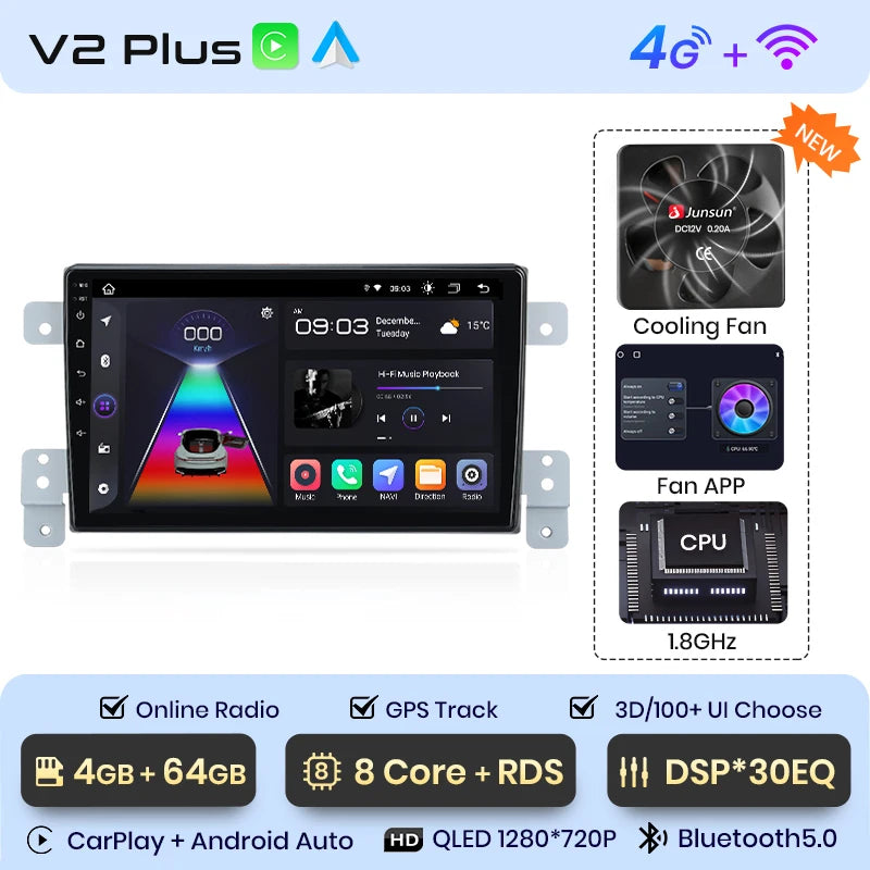 Junsun Car Radio For Suzuki Grand Vitara 3 2005 - 2015 wireless CarPlay Android Auto car intelligent systems No 2 din 2din DVD