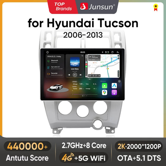 Junsun V3 Plus 2K Android 13 Wireless CarPlay Android Auto Car Intelligent Systems for Hyundai Tucson 2006 - 2013 7870 Autoradio