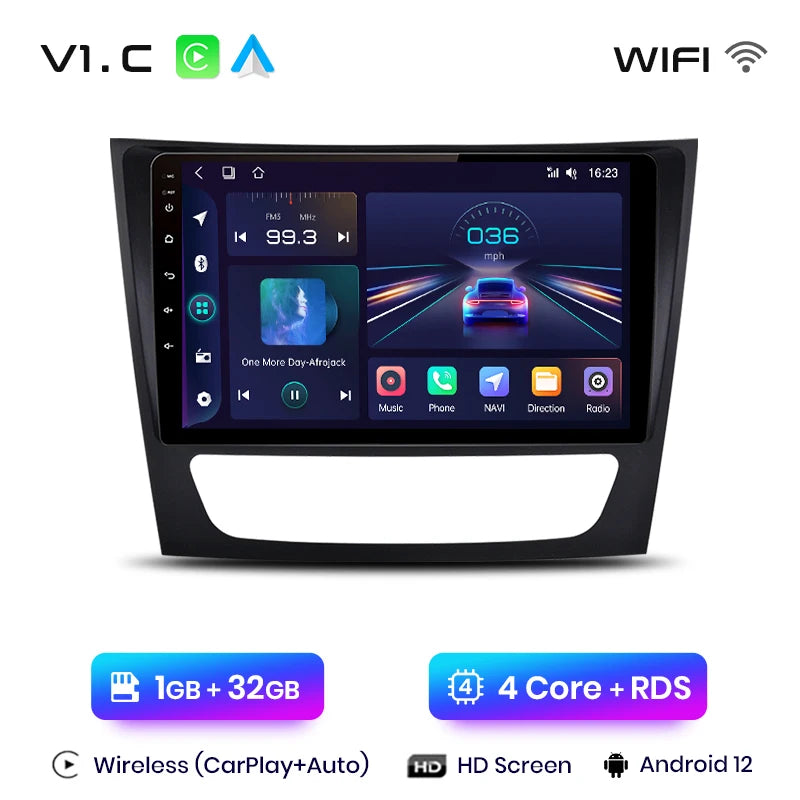 Junsun V1 Wireless CarPlay Android Auto Radio For Mercedes Benz E class W211 E300 2002-2010 4G Car Multimedia GPS 2din autoradio