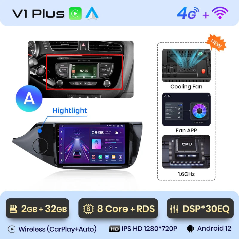 Junsun V1pro AI Voice 2 din Android Auto Radio For KIA CEED JD Cee'd 2012-2018 Carplay Car Multimedia GPS 2din autoradio