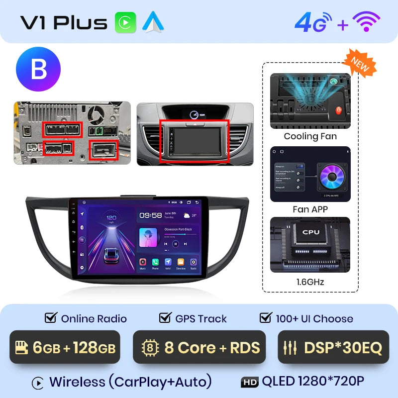 Junsun V1pro AI Voice 2 din Android Auto Radio For Honda CRV CR-V 2012-2016 Carplay Car Multimedia GPS 2din autoradio