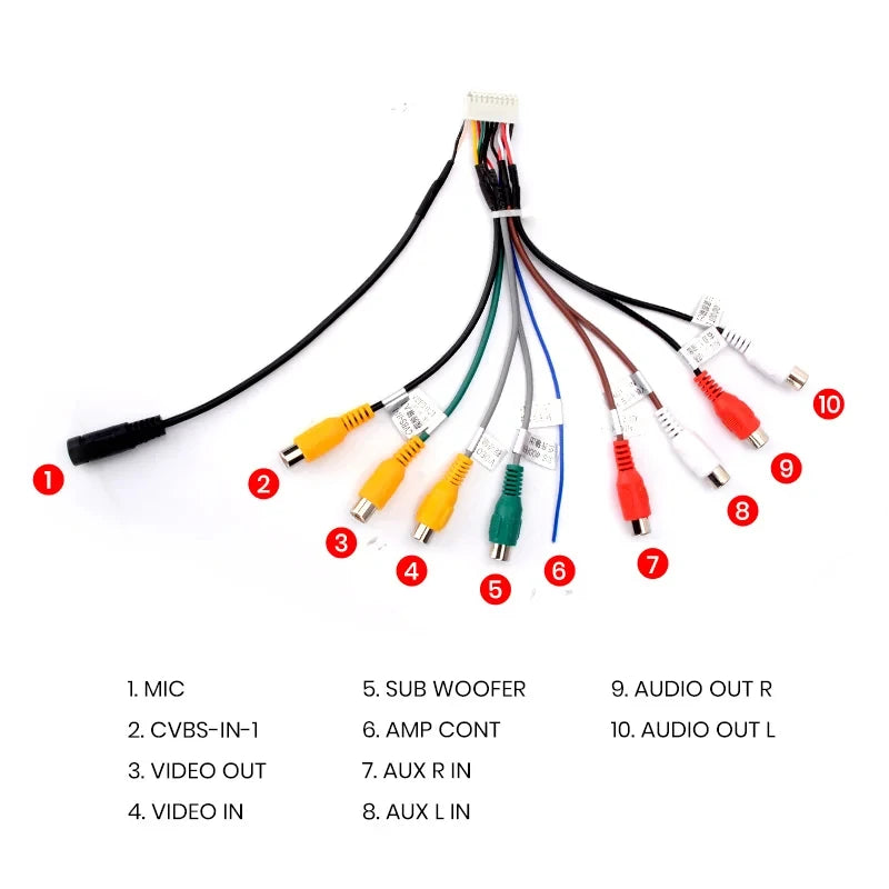 Junsun Car Stereo Radio RCA Output Wire Aux-in Adapter Cable with MIC Car Accessories