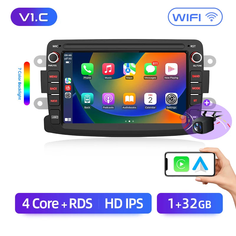 Junsun 7" Android 13 Car Radio For Renault dacia duster Sandero Captur Xray Logan 2 CarPlay Android Auto car intelligent systems