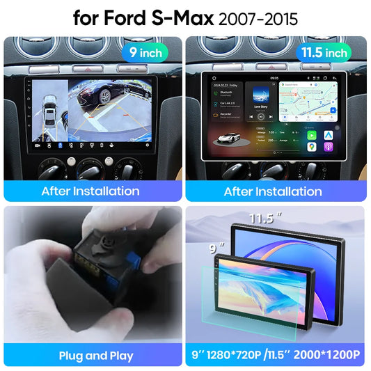 Junsun Wireless CarPlay Car Radio For Ford S-Max S max 2007 2008 2009-2015 Android Multimedia
