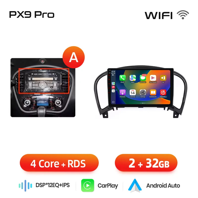 AWESAFE PX9 Car Radio Autoradio for Nissan Juke YF15 2010-2014  Wireless Carplay Screen Android Auto Stereo GPS Navi FM RDS BT