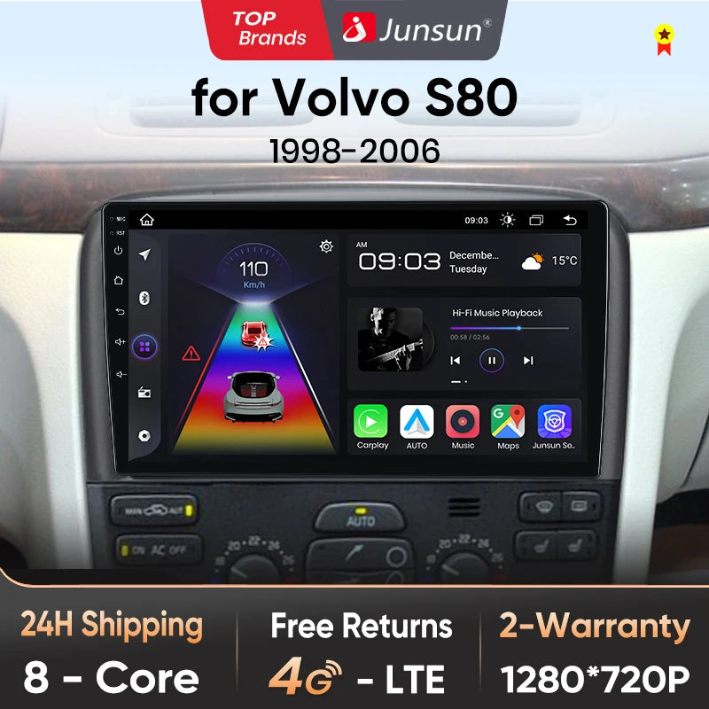 Junsun V1 Pro For Volvo S80 1998 - 2006 Android Car Radio Car video players CarPlay Android Auto GPS No 2 din 2din DVD Junsun Official Store