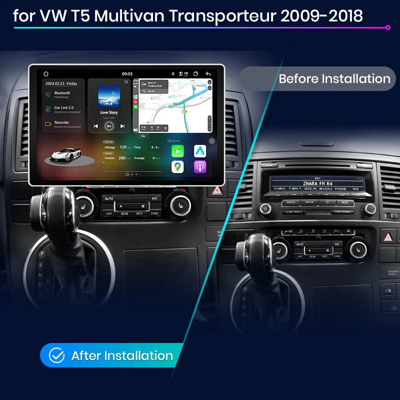 Junsun V3 Plus 2K Wireless CarPlay Android Auto Car Intelligent Systems For Volkswagen Multivan T5 2003-2015 Autoradio