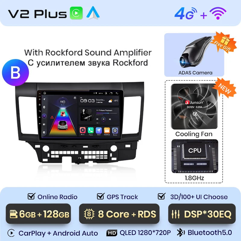 Junsun Car Radio For Mitsubishi Lancer 2007 - 2013 wireless CarPlay Android Auto car intelligent systems No 2 din 2din DVD