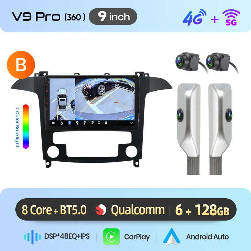 Junsun Wireless CarPlay Car Radio For Ford S-Max S max 2007 2008 2009-2015 Android Multimedia