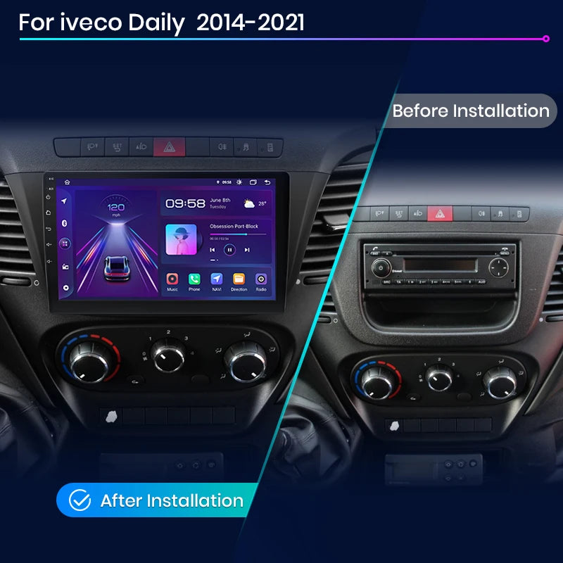 Junsun AI voice 4G LTE wireless CarPlay Android Auto Radio For Iveco Daily 2014 2015 2016 2017 2018 2019 2020 2021 Car Intelligent Systems Multimedia player Stereo RDS BT 2 din autoradio GPS Navi screen