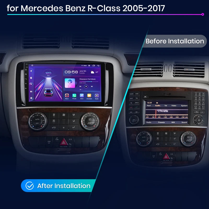 Junsun V1 Wireless CarPlay Android Auto Radio For Mercedes Benz R-Class W251 R300 R280 R320 2005-2017 Car Multimedia autoradio