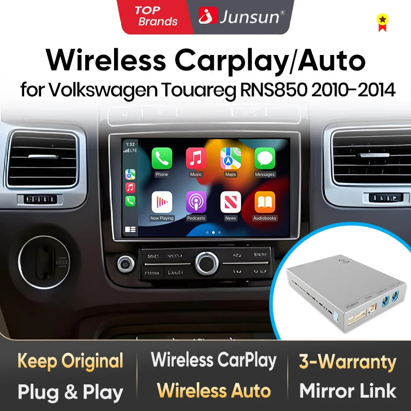 Junsun Wireless CarPlay Car Radio For Volkswagen Touareg RNS850 2010-2018 Android Multimedia