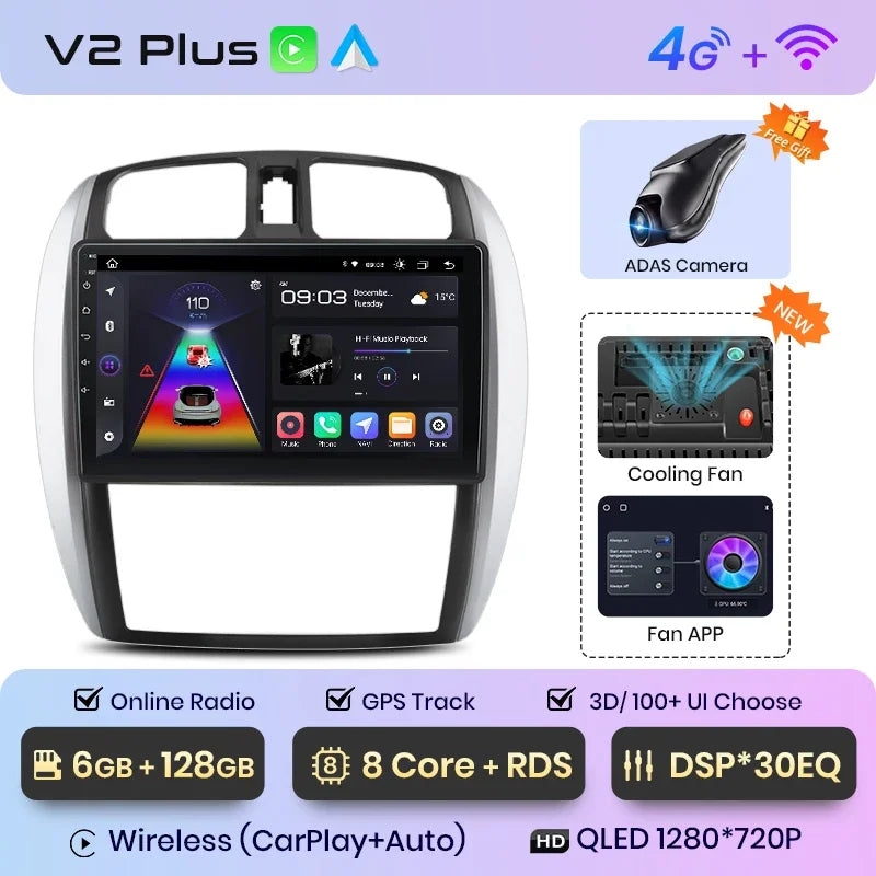 Junsun Wireless CarPlay Android Auto Radio For MAZDA 323 HAIMA FREEMA FORD LASER 2002-2008 Car Intelligent Systems RDS BT WiFi