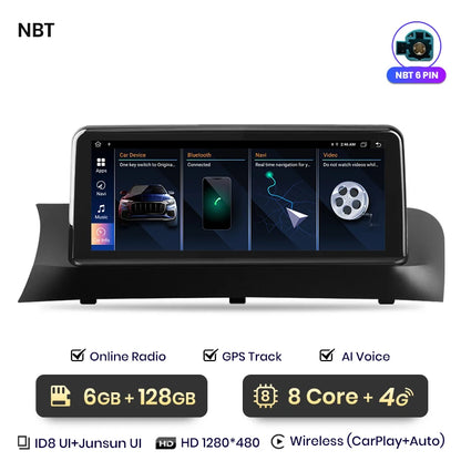 Junsun 10.25 inch CarPlay For Apple Car Radio Multimedia For BMW X3 F25 X4 F26 2013-2017 CIC NBT Wireless Android Auto Stereo