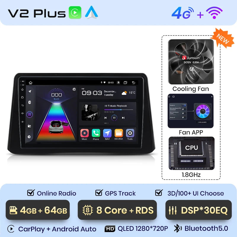Junsun V1 Plus Car Radio For Opel Mokka 2012 - 2016 wireless CarPlay Android Auto car intelligent systems No 2 din 2din DVD
