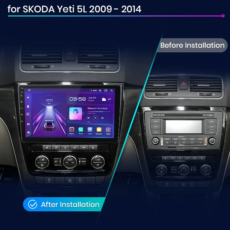 Junsun V1 Plus Car Radio For SKODA Yeti 5L 2009 - 2014 wireless CarPlay Android Auto car intelligent systems No 2 din 2din DVD