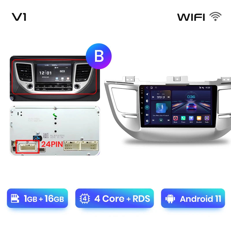 Junsun V1pro Wireless CarPlay Android Auto Radio For Hyundai IX35 Tucson 3 2015-2018 4G Car Multimedia GPS 2din autoradio