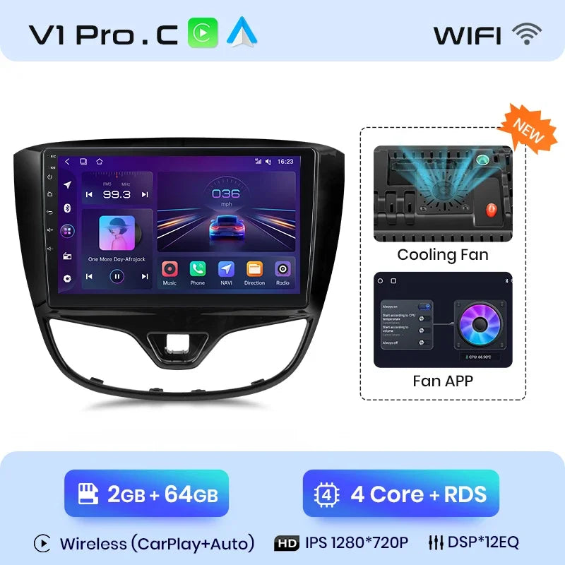 Junsun Wireless CarPlay Android Auto Radio For Opel Karl 2017 2018 2019 2020 Car Intelligent Systems RDS BT WiFi 2 din