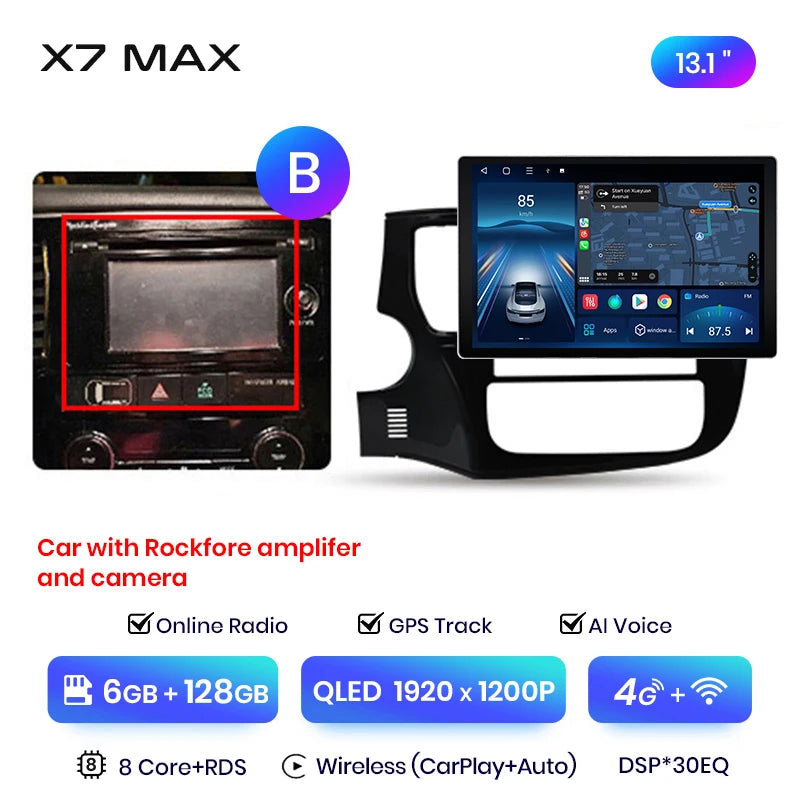 Junsun X7 MAX 13.1“ 2K CarPlay Android Auto Car Radio For Mitsubishi Outlander 3 GF0W GG0W 2012-2018 Multimedia autoradio